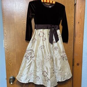 Rare Editions Velvet and Floral Kids Dress